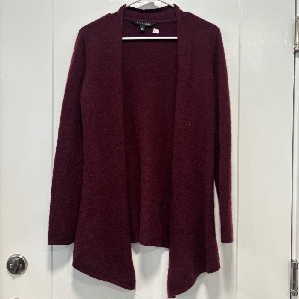 41 Hawthorn 100% Cashmere Open Front Cardigan Burgundy‎ WGS10366 Womens Medium
